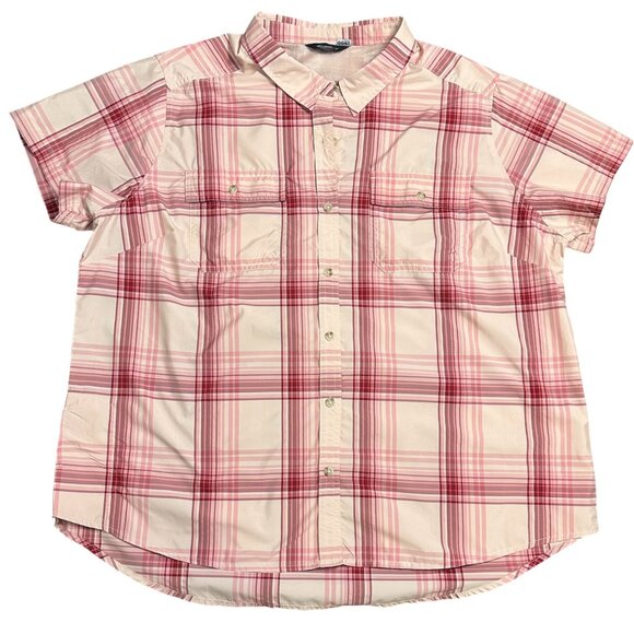 Eddie Bauer‎ Women's Short Sleeve Adventure Top Size XXL Pink Plaid - Picture 3 of 8
